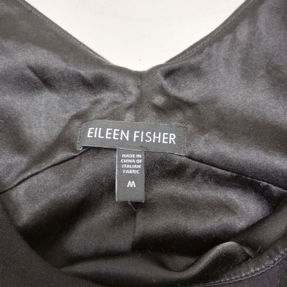 Eileen Fisher Black Sleeveless Viscose Blend Pull-on Dress, Size Medium - Picture 13 of 15